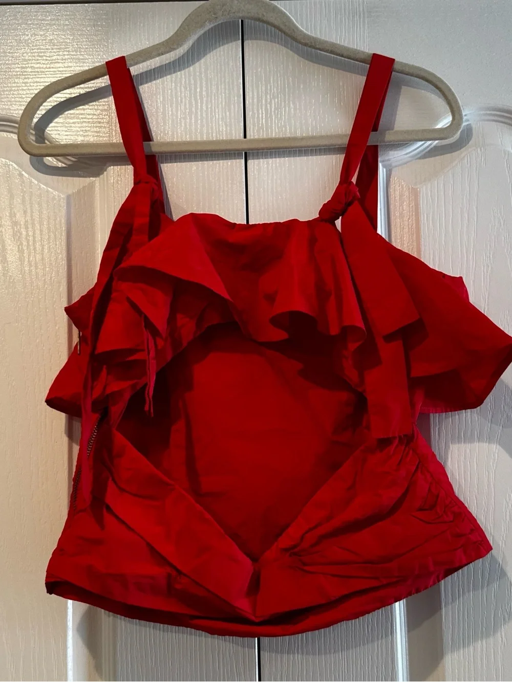 Maeve by Anthropologie Red Ruffle Open Back Sleeveless Blouse - Size 10